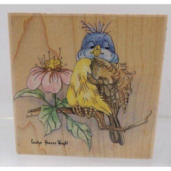 Bluebird w Apple Blossom Stamp #60042 ©Carolyn Shore Wright Stamps Happen Inc US - Picture 1 of 2